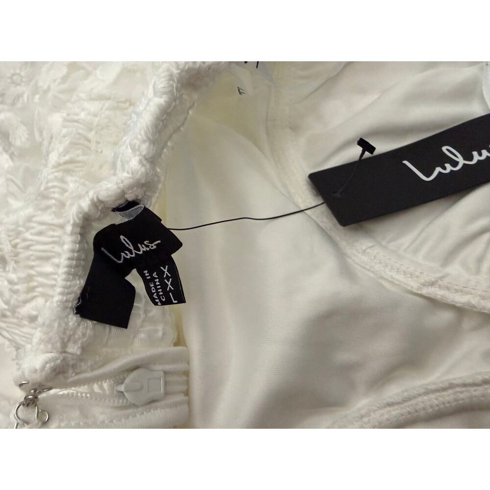 Lulus Quite Perfect White Floral Embroidered Strapless Midi Dress XXL - Picture 8 of 8
